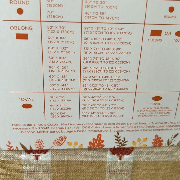 The Farmhouse Rachel Ashwell Fall Pumpkin Tablecloth Plaid 60”x 118” - Picture 2 of 2